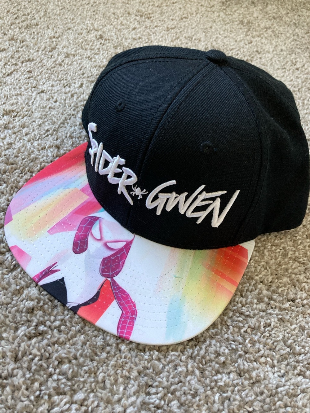 Marvel Spider-Gwen Sublimated Bill Snapback Hat Wool Blend Embroidered OSFM